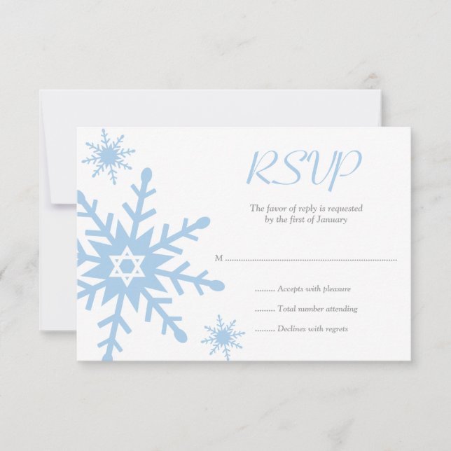 Blue Snowflake Star von David Bat Mitzvah UAWG RSVP Karte (Vorderseite)