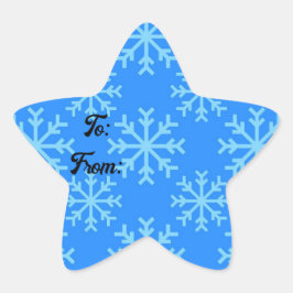 Blue Snowflake Stern auf und von Aufkleber