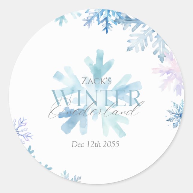 Blue Snowflake Thank You Round Stickers (Vorderseite)