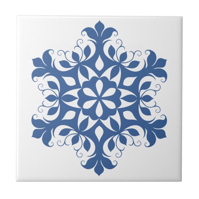Blue Snowflake Tile Fliese (Vorderseite)