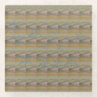 Blue snowflake waves on the Seashore Glasuntersetzer