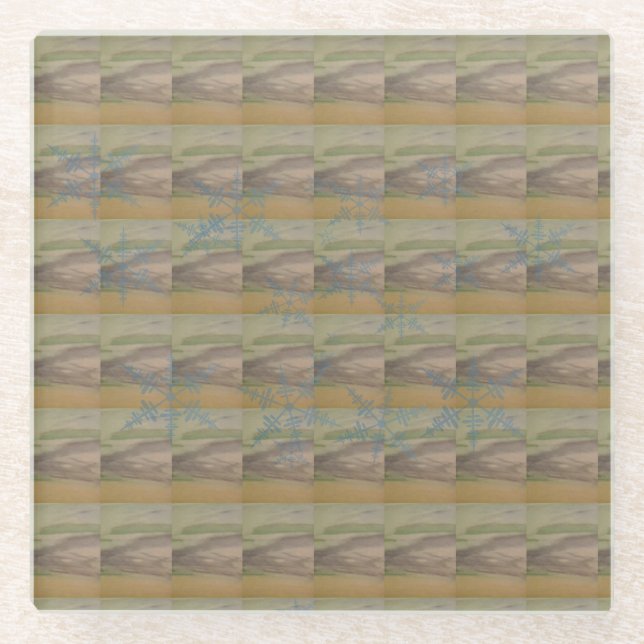 Blue snowflake waves on the Seashore Glasuntersetzer (Vorderseite)