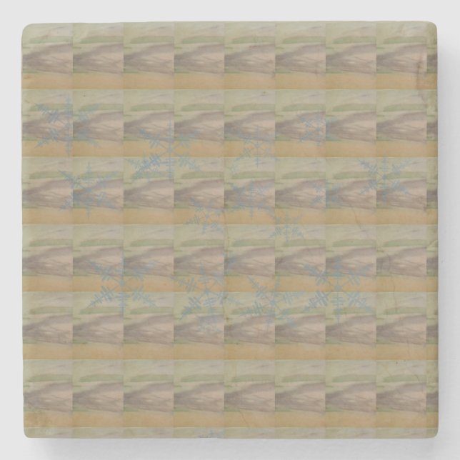 Blue snowflake waves on the Seashore Steinuntersetzer (Vorderseite)