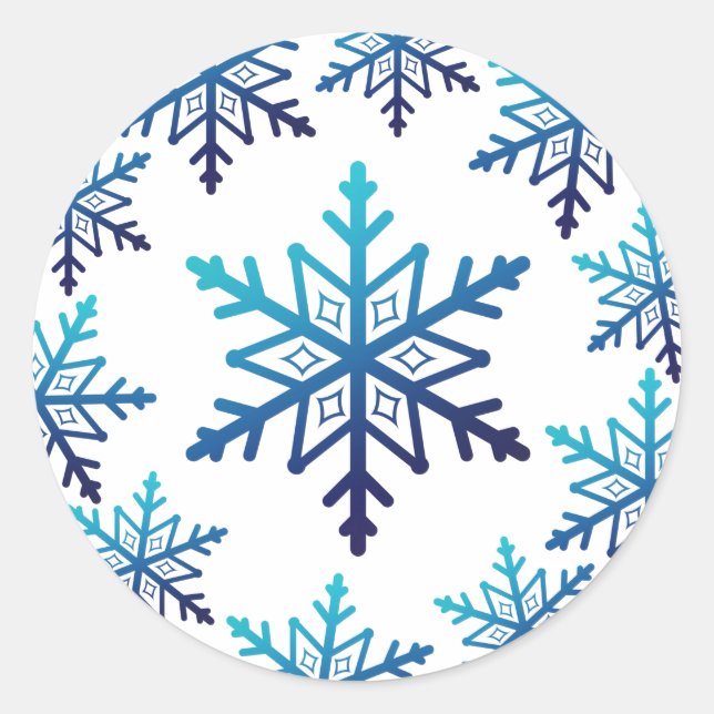 Blue Snowflake Weihnachten Christmas Runder Aufkleber (Vorderseite)