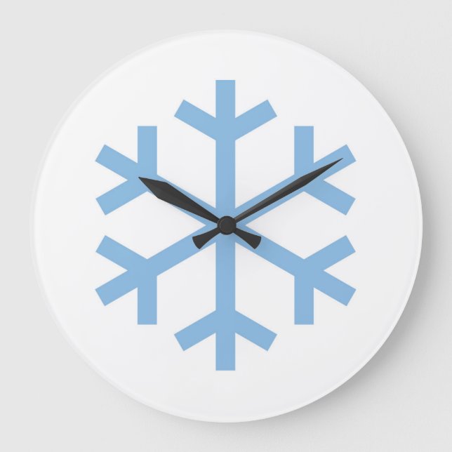 Blue Snowflake Weihnachten Große Uhr (Vorderseite)
