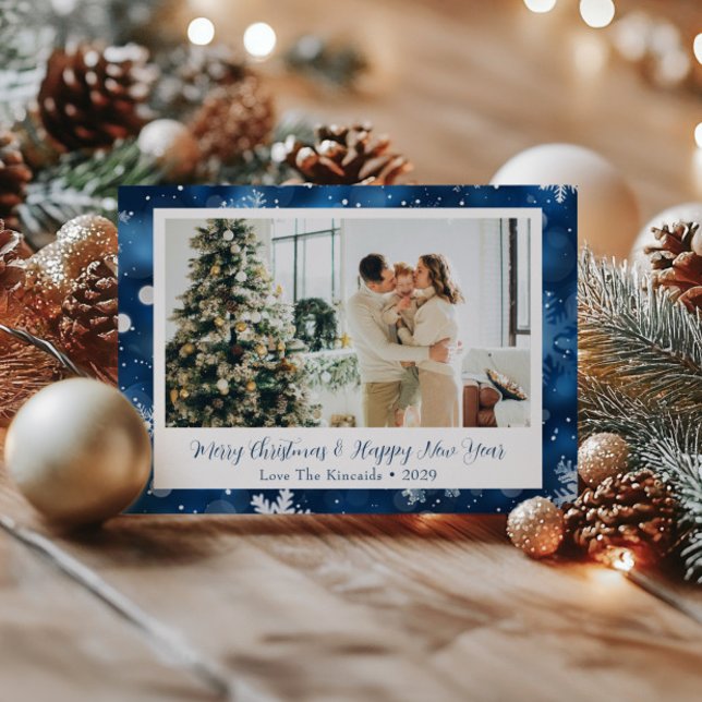 Blue Snowflake Weihnachts-Foto Postcard Feiertagspostkarte (Von Creator hochgeladen)