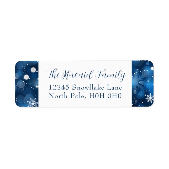Blue Snowflake Weihnachts-Rücksendeadresse (Vorne)