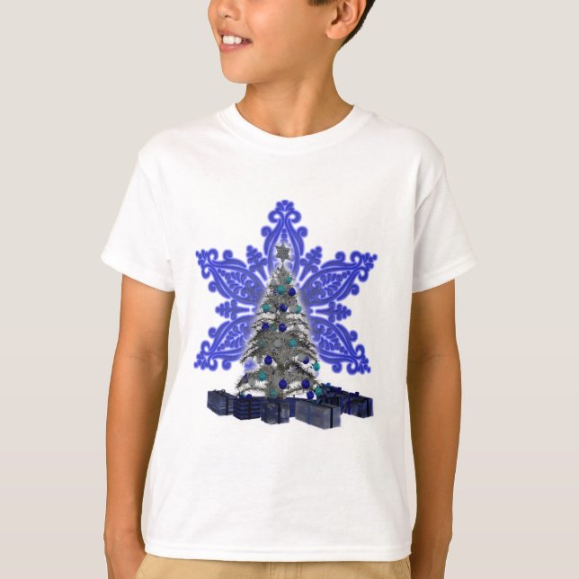 Blue Snowflake Weihnachtsbaum Shirt (Vorderseite)