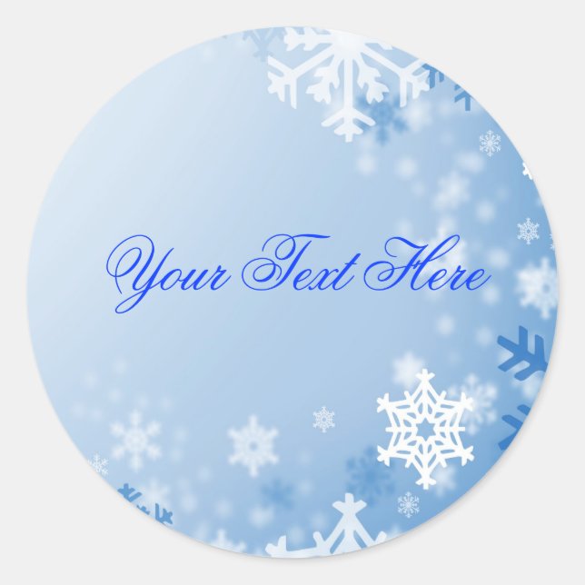 Blue Snowflake Weihnachtsticker/Siegel Runder Aufkleber (Vorderseite)