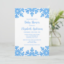 Blue Snowflake Winter Boy Baby Dusche Einladung