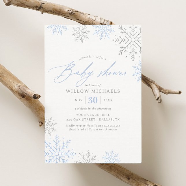 Blue Snowflake Winter Boy Baby Dusche Einladung (Von Creator hochgeladen)