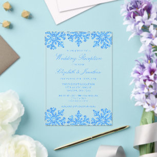 Blue Snowflake Winter Hochzeit Empfang Acryleinladungen