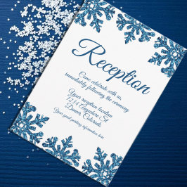 Blue Snowflake Winter Hochzeit Empfang Einladung