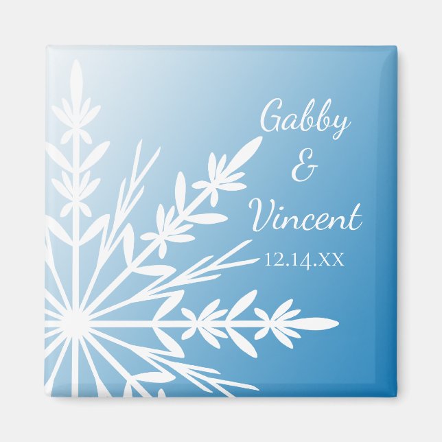 Blue Snowflake Winter Wedding Save the Date Magnet (Vorne)