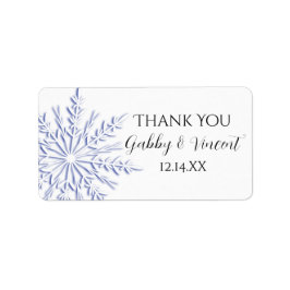 Blue Snowflake Winter Wedding Vielen Dank für Ihre Adressaufkleber