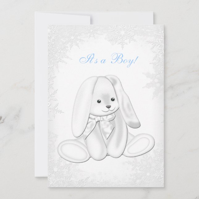 Blue Snowflake Winter Wonderland Baby Boy Dusche Einladung (Vorderseite)