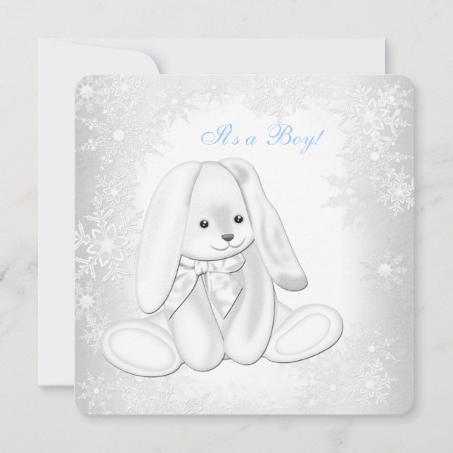 Blue Snowflake Winter Wonderland Baby Boy Dusche Einladung (Vorderseite)