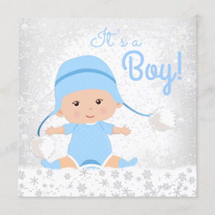 Blue Snowflake Winter Wonderland Baby Dusche Einladung