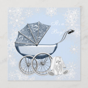 Blue Snowflake Winter Wonderland Baby Dusche Einladung