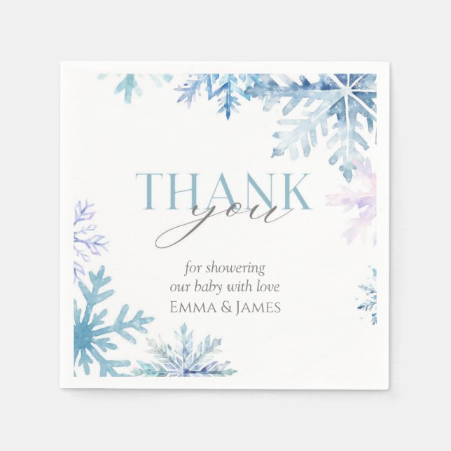 Blue Snowflake Winter Wonderland Napkins Serviette (Vorderseite)