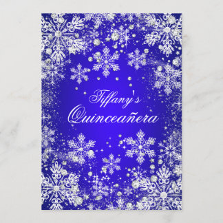 Blue Snowflake Winter Wonderland Quinceanera Einladung