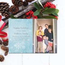 Blue Snowflake Wirbel Foto Flat Card