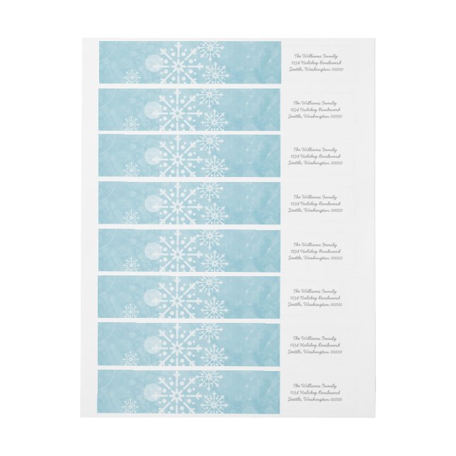 Blue Snowflake Wirbel Holiday Address Labels (Bogen)