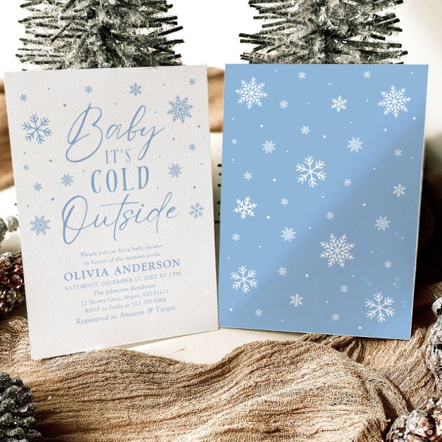 Blue Snowflakes Baby Es ist kalt Outside Baby Dusc Einladung (Blue Snowflakes Baby It's Cold Outside Baby Shower Invitation)