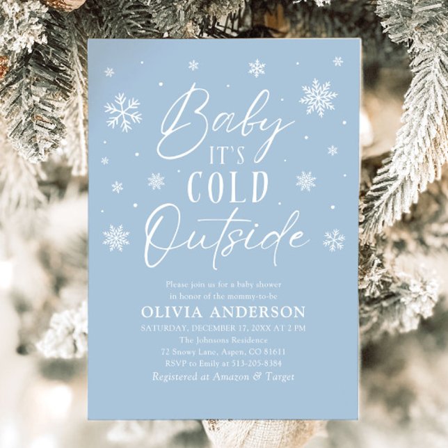 Blue Snowflakes Baby Es ist kalt Outside Baby Dusc Einladung (Blue Snowflakes Baby It's Cold Outside Baby Shower Invitation)
