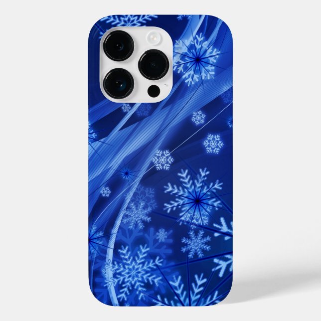 Blue Snowflakes Christmas Swirl Case-Mate iPhone Hülle (Rückseite)
