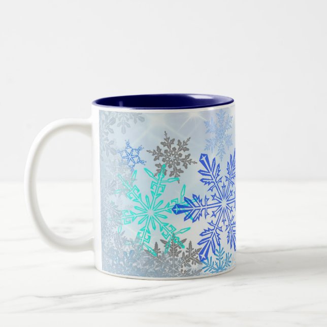 Blue Snowflakes Design Coffee Tasse (Links)