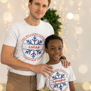 Blue Snowflakes Familie Weihnachtsnachtsnachtsjahr T-Shirt
