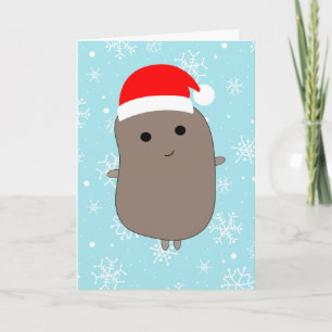 Blue Snowflakes Funny Potato Weihnachten Karte