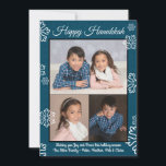 Blue Snowflakes - Hanukkah Foto Flat Feiertagskarte<br><div class="desc">Blue Snowflakes - Hanukkah Foto Flat</div>