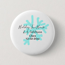 Blue snowflakes holiday camping house place date button