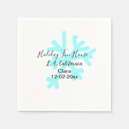 Blue snowflakes holiday camping house place date serviette