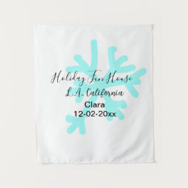 Blue snowflakes holiday camping house place date wandteppich