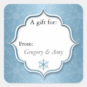 Blue Snowflakes Holiday Geschenk Aufkleber