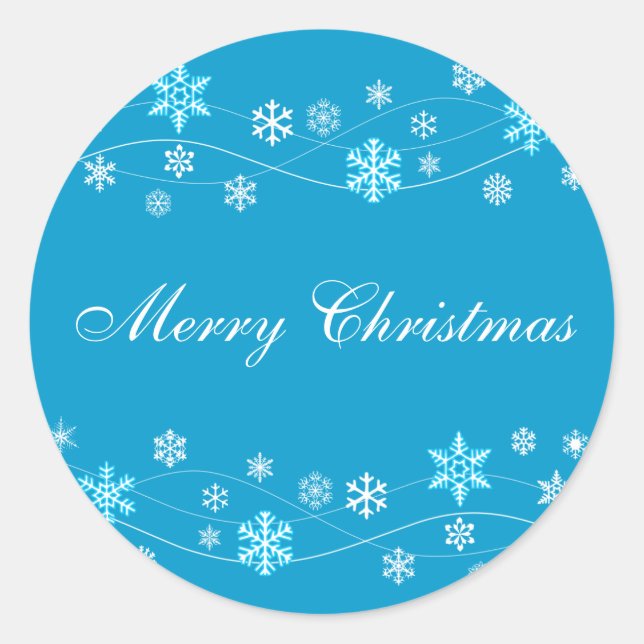 Blue Snowflakes Holiday Stickers (Vorderseite)