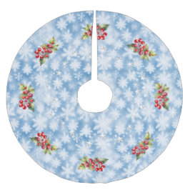 Blue Snowflakes mit Red Berries & Stars Weihnachte Polyester Weihnachtsbaumdecke