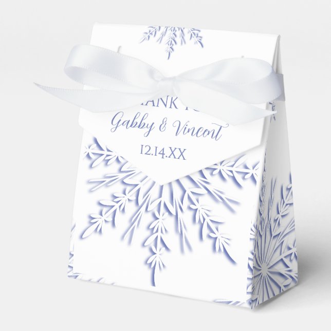 Blue Snowflakes on White Winter Wedding Geschenkschachtel (Vorderseite)