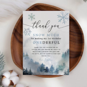 Blue Snowflakes ONEderful 1. Geburtstag Dankeskarte