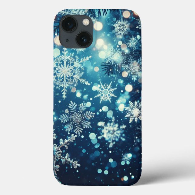 Blue Snowflakes Weihnachten Case-Mate iPhone Hülle (Rückseite)