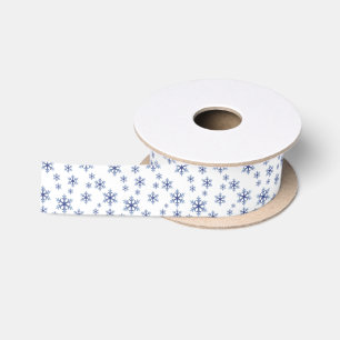 Blue Snowflakes Weihnachten Satinband