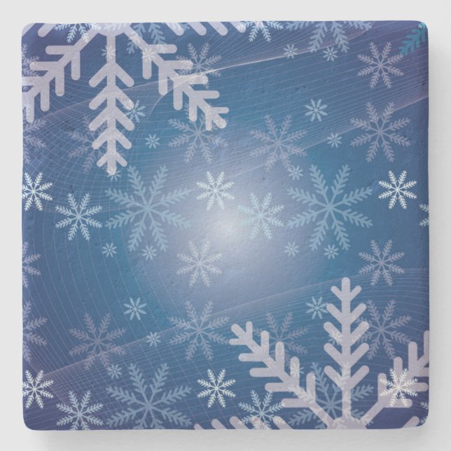 Blue Snowflakes Weihnachten Steinuntersetzer (Vorderseite)