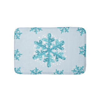 Blue Snowflakes Weihnachten / Wintertime Bath Mat Badematte