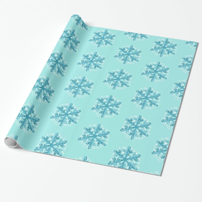 Blue Snowflakes Weihnachten / Wintertime Geschenkw Geschenkpapier (Ungerollt)
