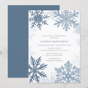 Blue Snowflakes Weihnachts Winter Brautparty Einladung