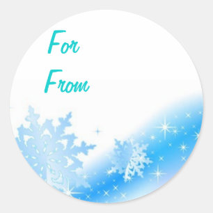 Blue Snowflakes Weihnachtsgeschenk Name Sticker