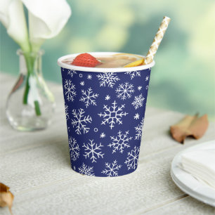 Blue Snowflakes Weihnachtsmuster Pappbecher